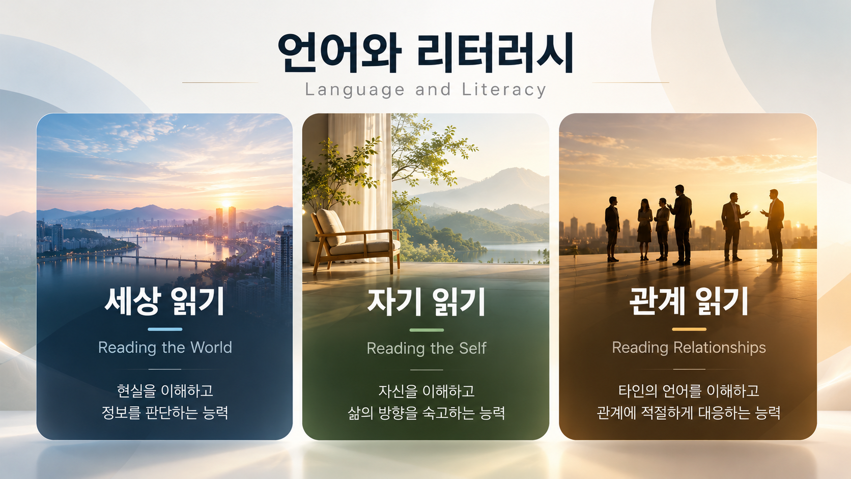 리터러시의 3가지 영역(세상/자기/관계 읽기)